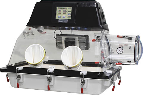 ตู้ทดลองแบบสวมถุงมือสำหรับห้องปฎิบัติการควบคุมอุณหภูมิและความชื้น Temperature and Humidity Controlled Glove Box  890-Series  ยี่ห้อ Plas-Labs