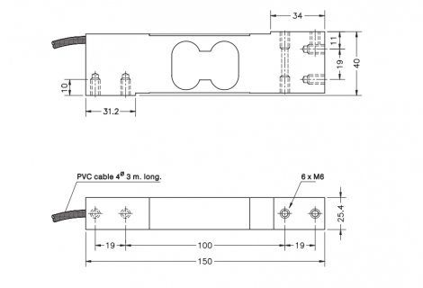 โหลดเซลล์วัดแรง (Double bending beam load cell) ยี่ห้อ Utilcell รุ่น M140