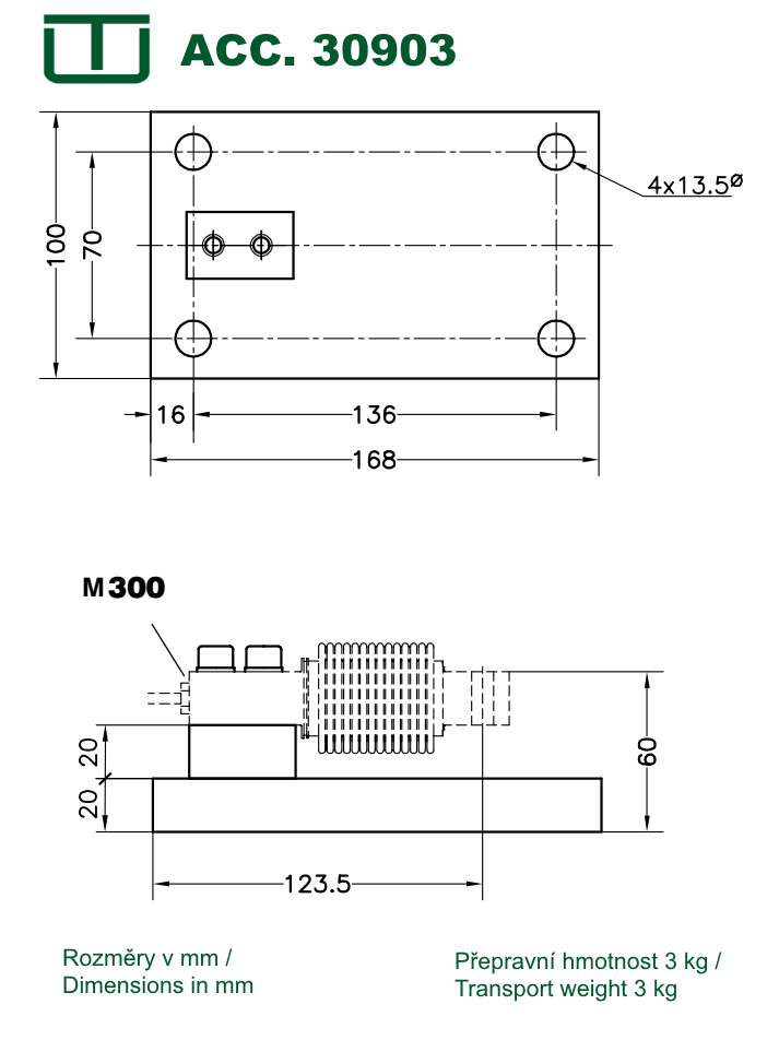แผ่นฐานสำหรับโหลดเซลล์ (Base plate for the load cell M300) ยี่ห้อ Utilcell