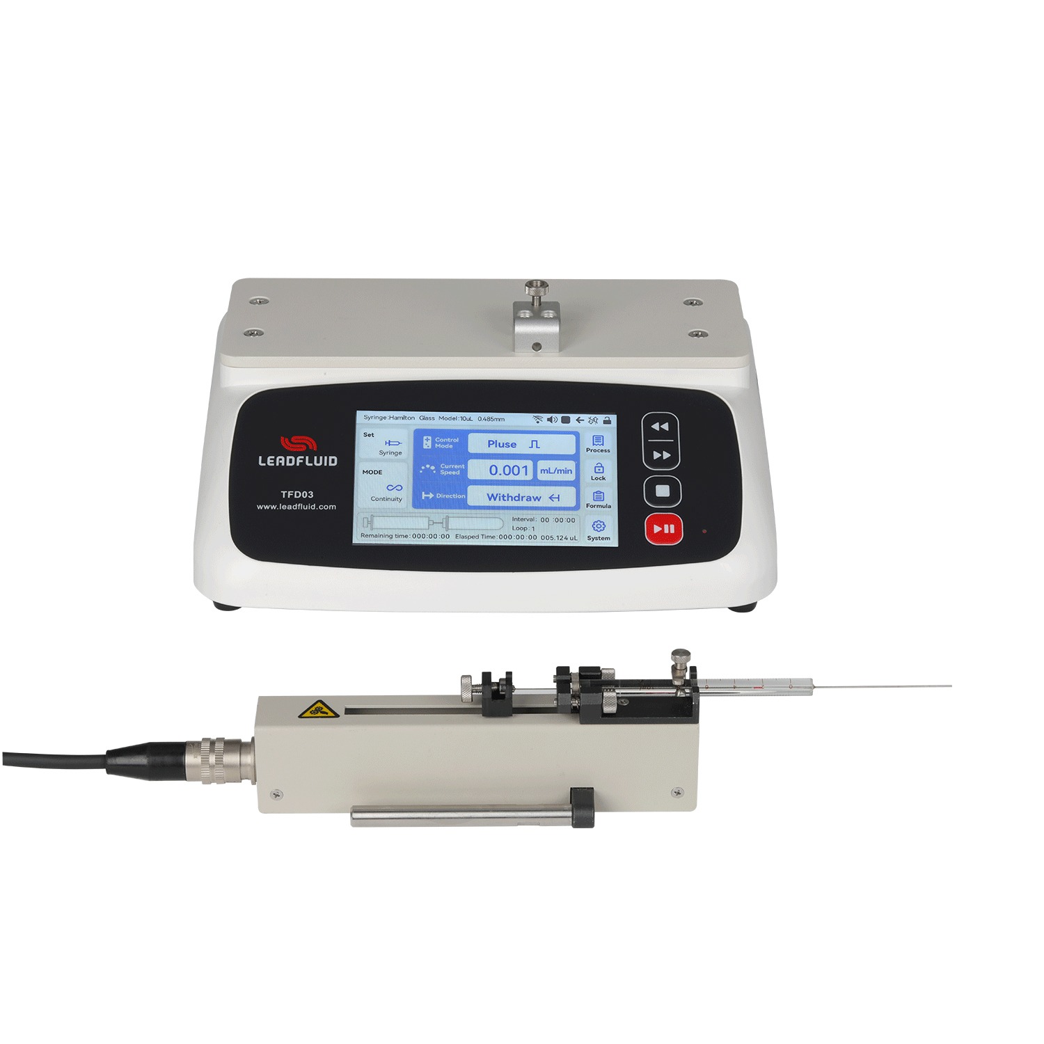 เครื่องควบคุมการดูดจ่ายสารละลายแบบไซริงค์  (TFD03-01 Laboratory Syringe Pump) ยี่ห้อ Lead Fluid