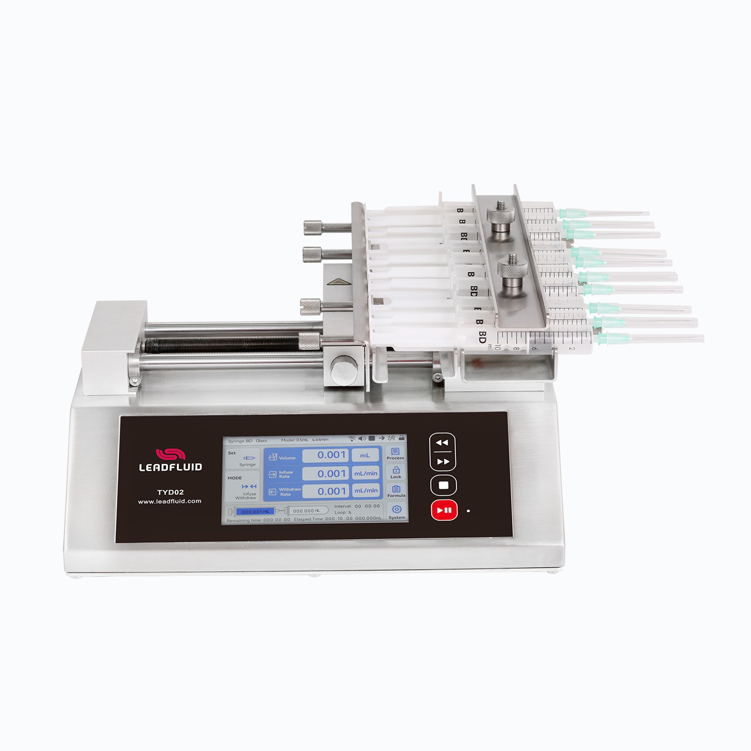 เครื่องควบคุมการดูดจ่ายสารละลายแบบไซริงค์ (TYD02-10 Laboratory Syringe Pump) ยี่ห้อ Lead Fluid