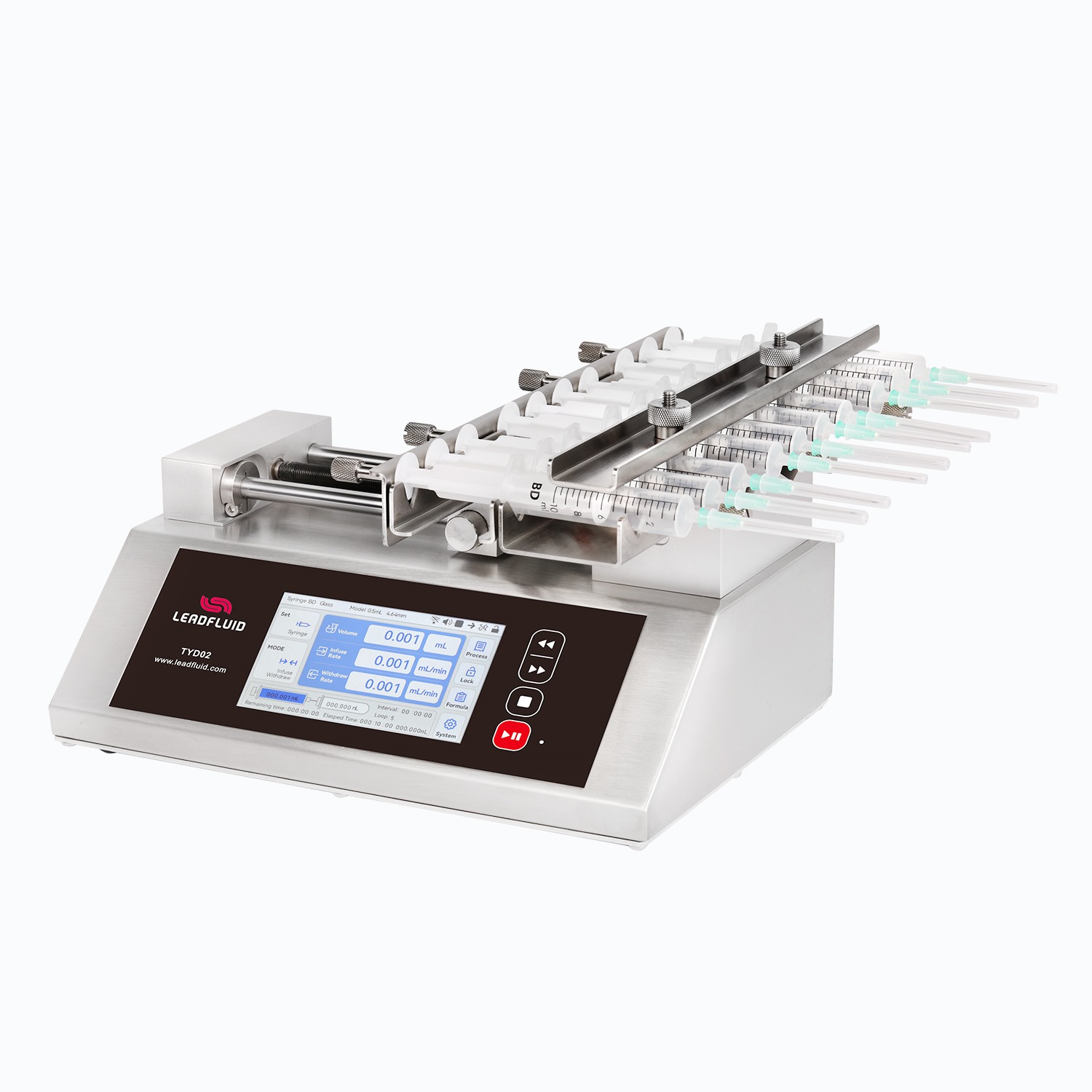 เครื่องควบคุมการดูดจ่ายสารละลายแบบไซริงค์ (TYD02-10 Laboratory Syringe Pump) ยี่ห้อ Lead Fluid