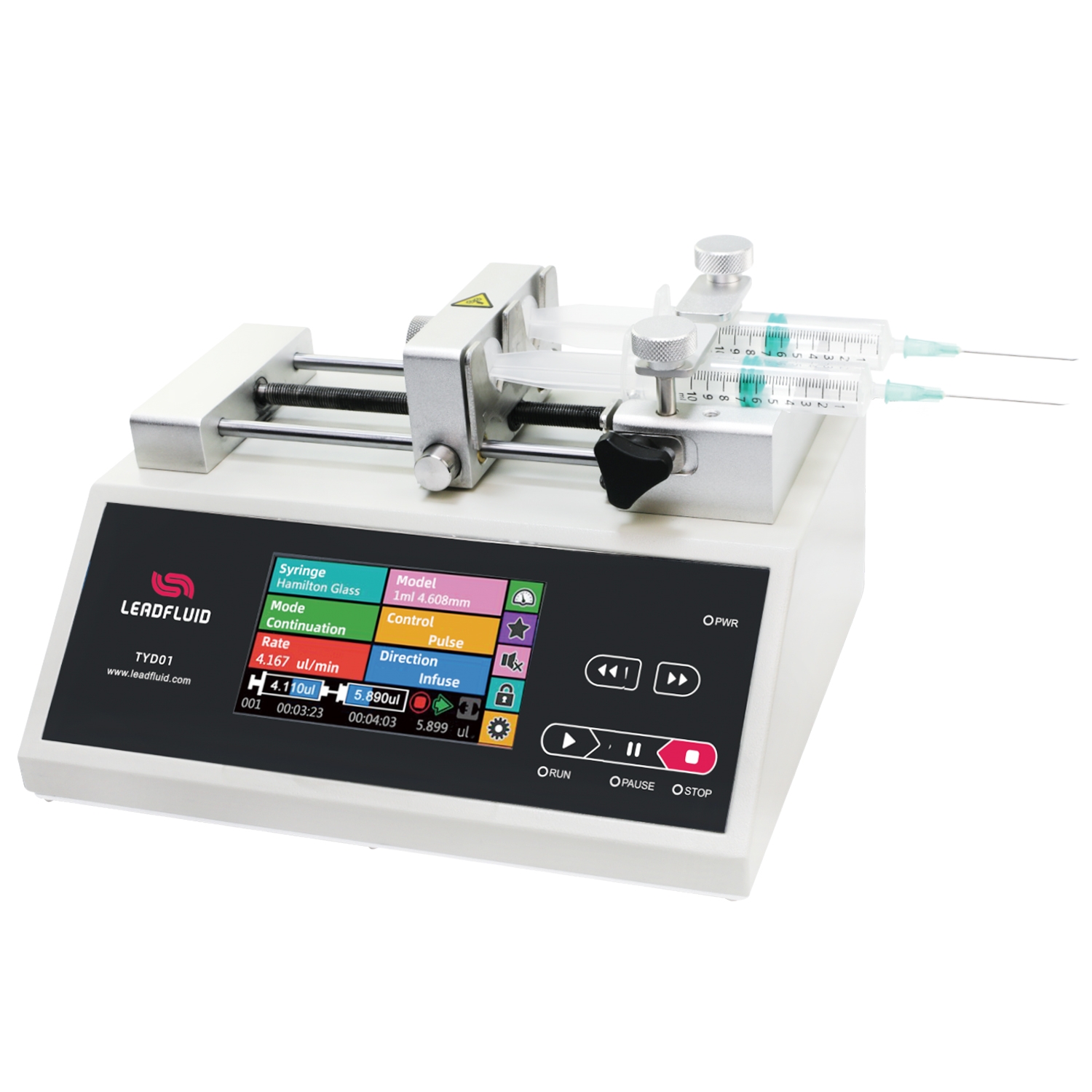 เครื่องควบคุมการดูดจ่ายสารละลายแบบไซริงค์ (TYD01-02 Laboratory Syringe Pump) ยี่ห้อ Lead Fluid