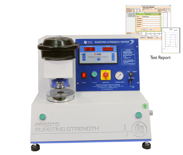 เครื่องทดสอบความแข็งแรงของกระดาษแข็ง (Bursting Strength Tester Digital Cum Computerised Model With Pneumatic Clamping) ยี่ห้อ PRESTO รุ่น PBP - 600 (C)